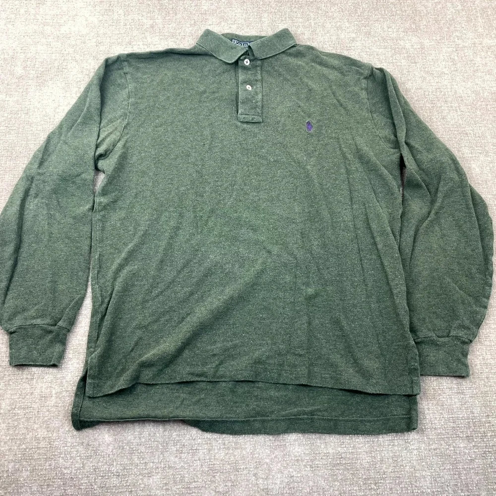 Polo By Ralph Lauren Polo Shirt Men XL Green Performance High Low Slit Pony Logo